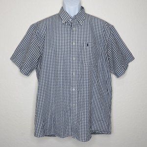K. Stevens* Men's Short Sleeve Button Down Curved Hem Chest Pocket Shirt~Size XL